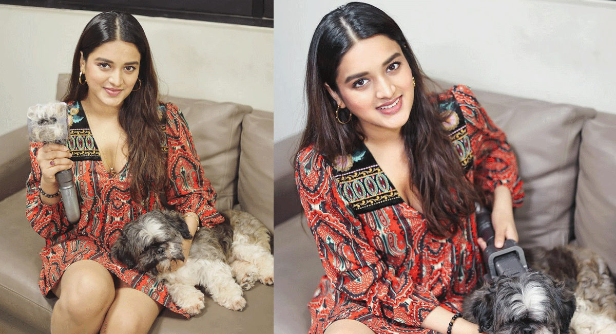 nidhhi-agerwal-latest-pics-vairal-with-pet-dog