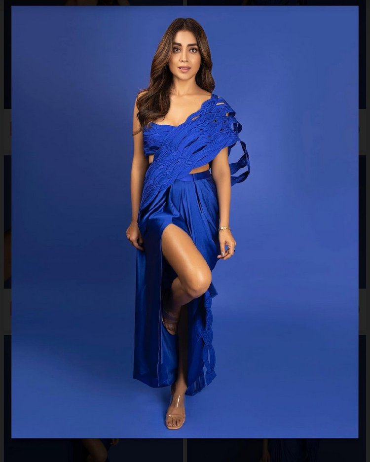 shriya-saran-latest blue colour dress pics vairal