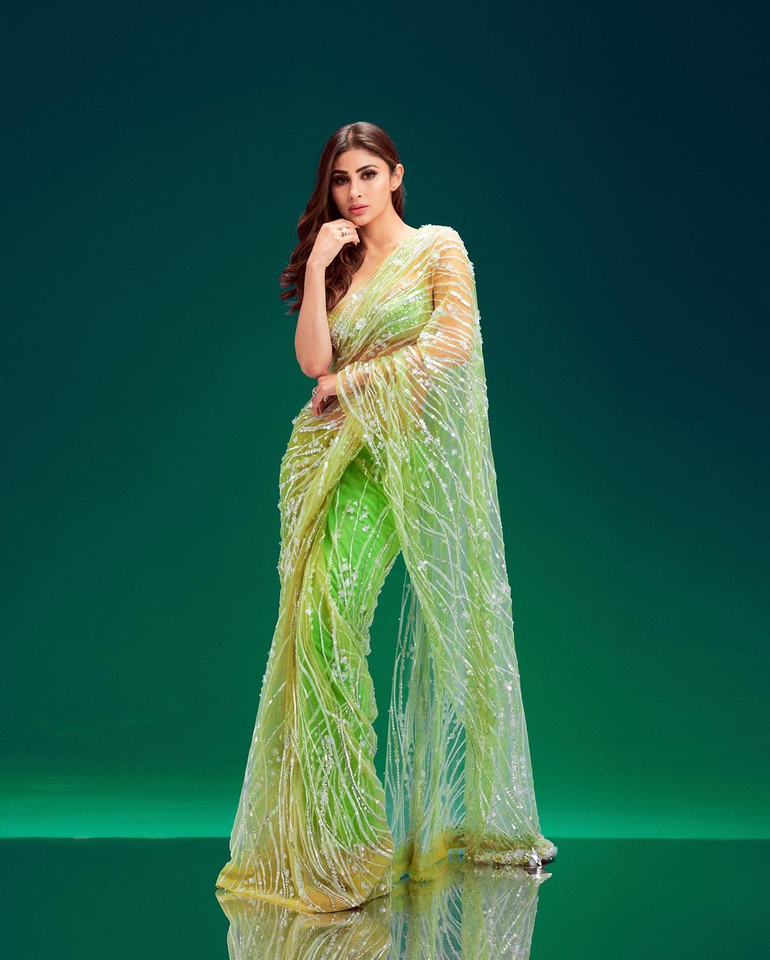mouni-roy-stuuning-looks-in-transparent-green-saree