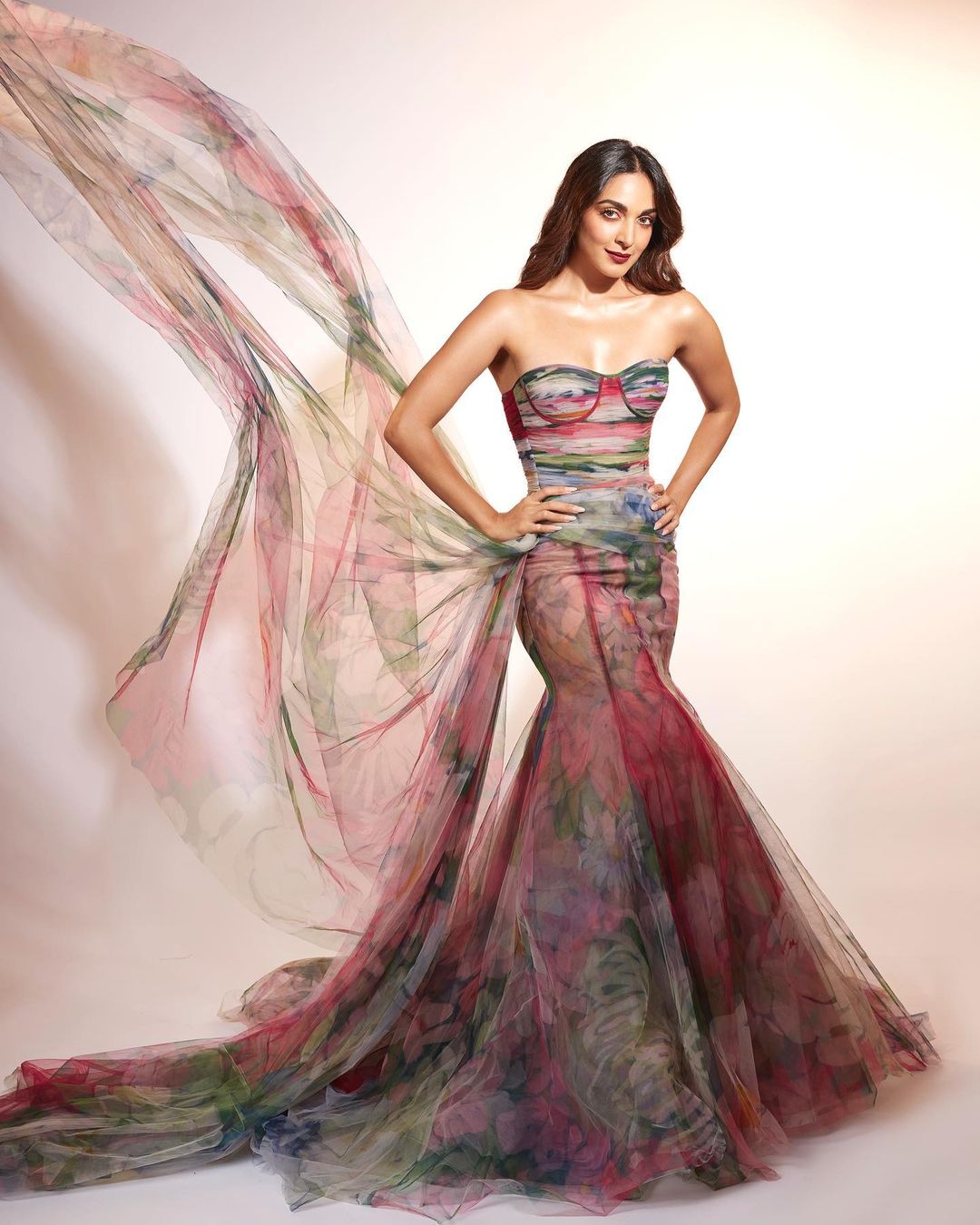 kiara advani in a multicoloured stunning gown looks like a dream girl