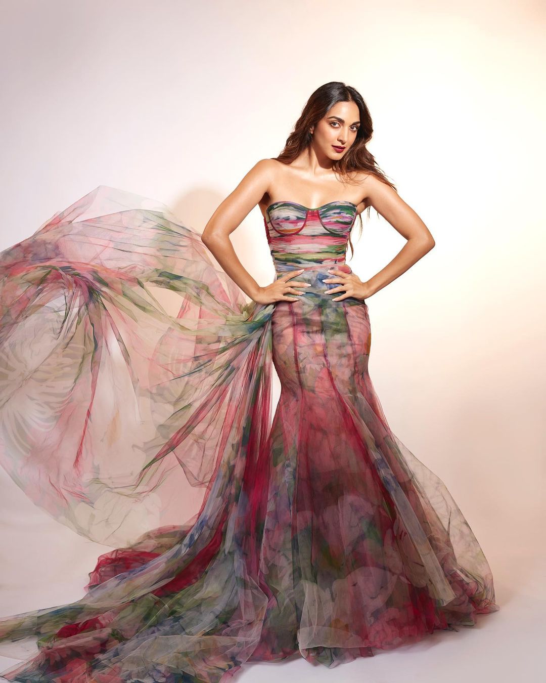 kiara advani in a multicoloured stunning gown looks like a dream girl